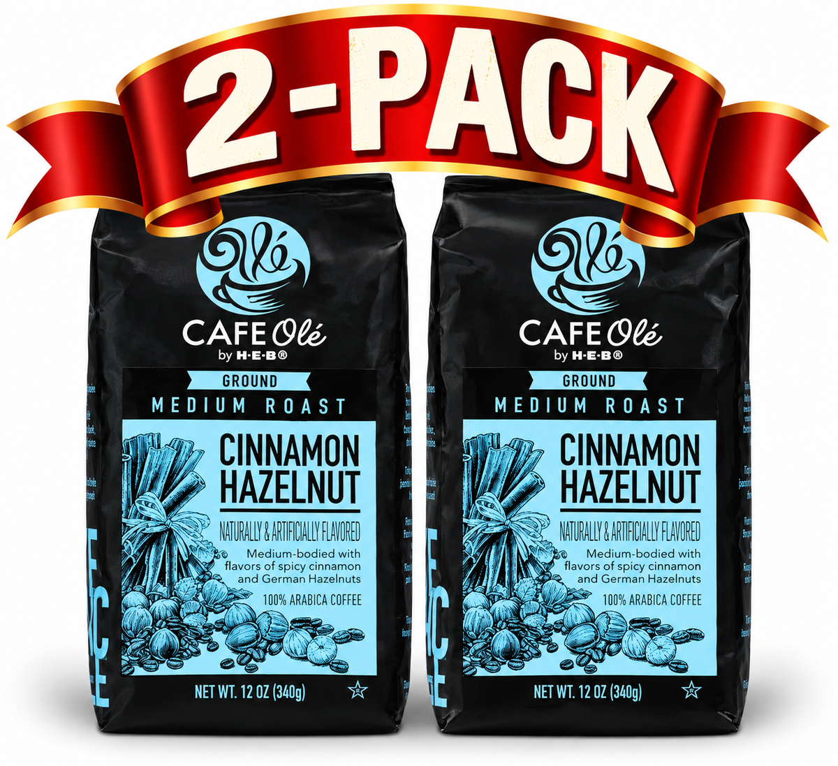 Café Olé Cinnamon Hazelnut ground coffee 12oz 2-pack bags