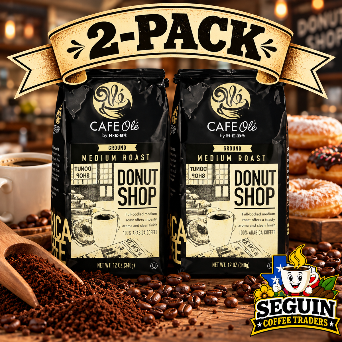 Café Olé Donut Shop Blend ground coffee 12oz 2-pack bags