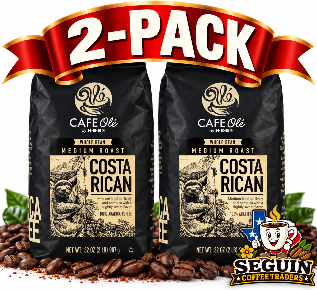 HEB Cafe Ole Whole Bean Costa Rican Coffee 2 lb Bag