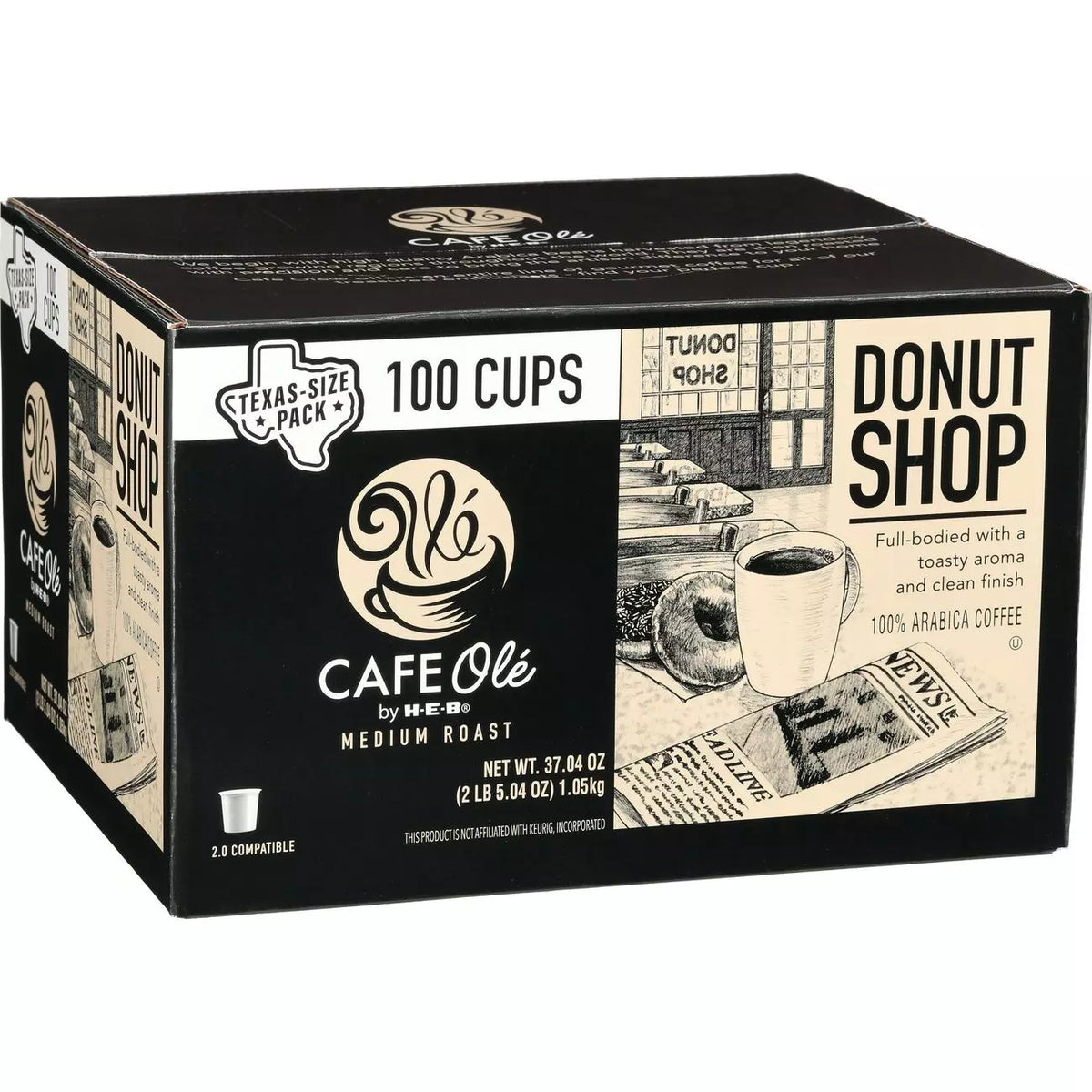 HEB Cafe Ole Donut Shop Blend K-Cups 100 Count