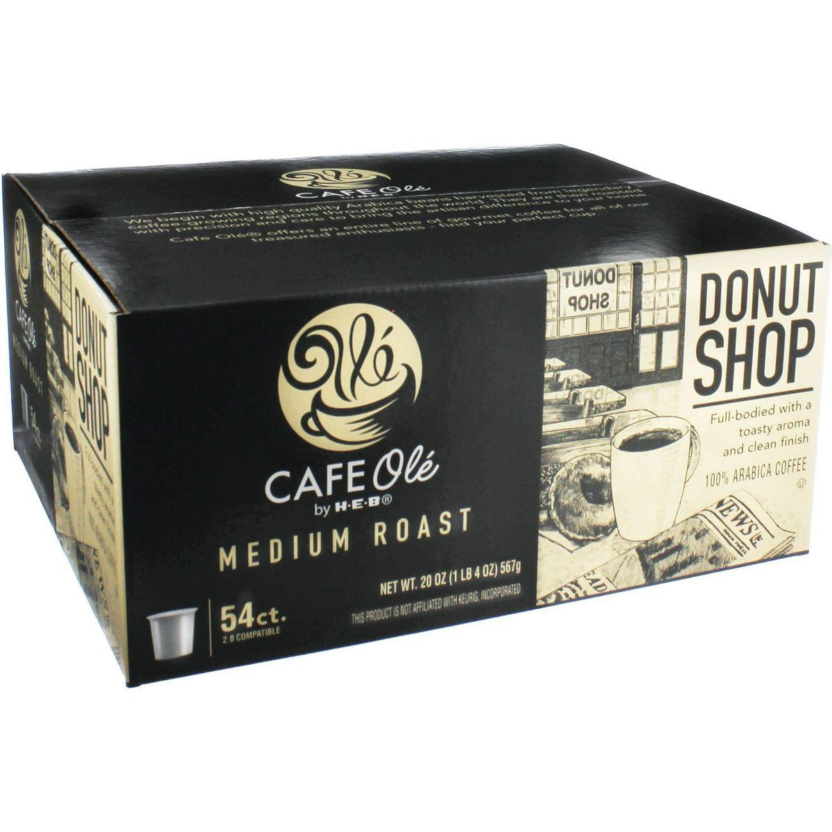 HEB Cafe Ole Donut Shop Blend K-Cups 54 Count
