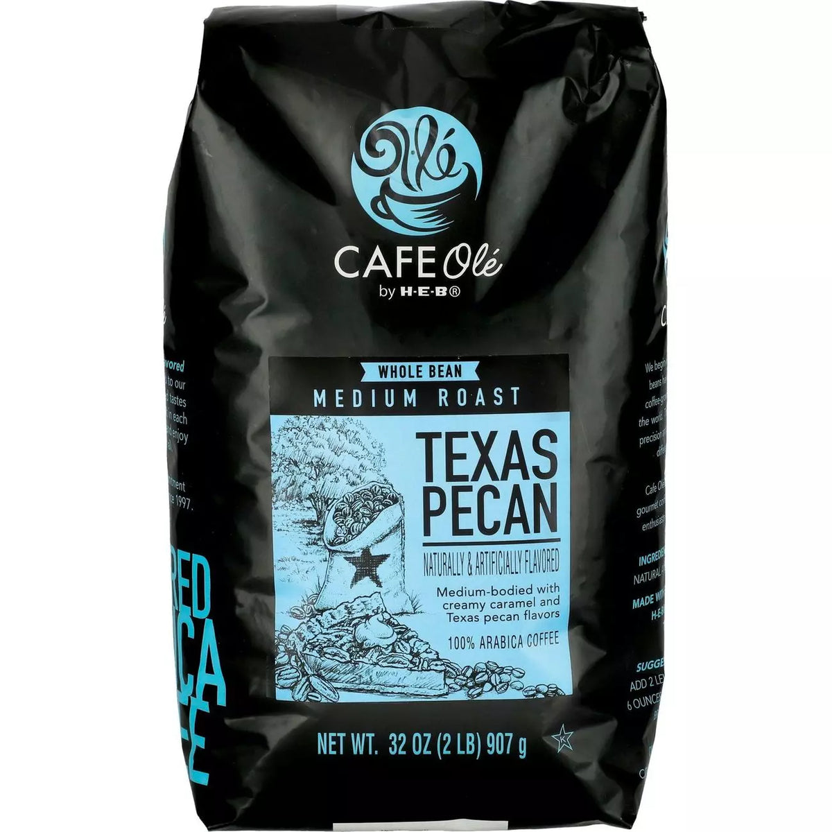 HEB Cafe Ole Texas Pecan whole beans Coffee 2lb Bag