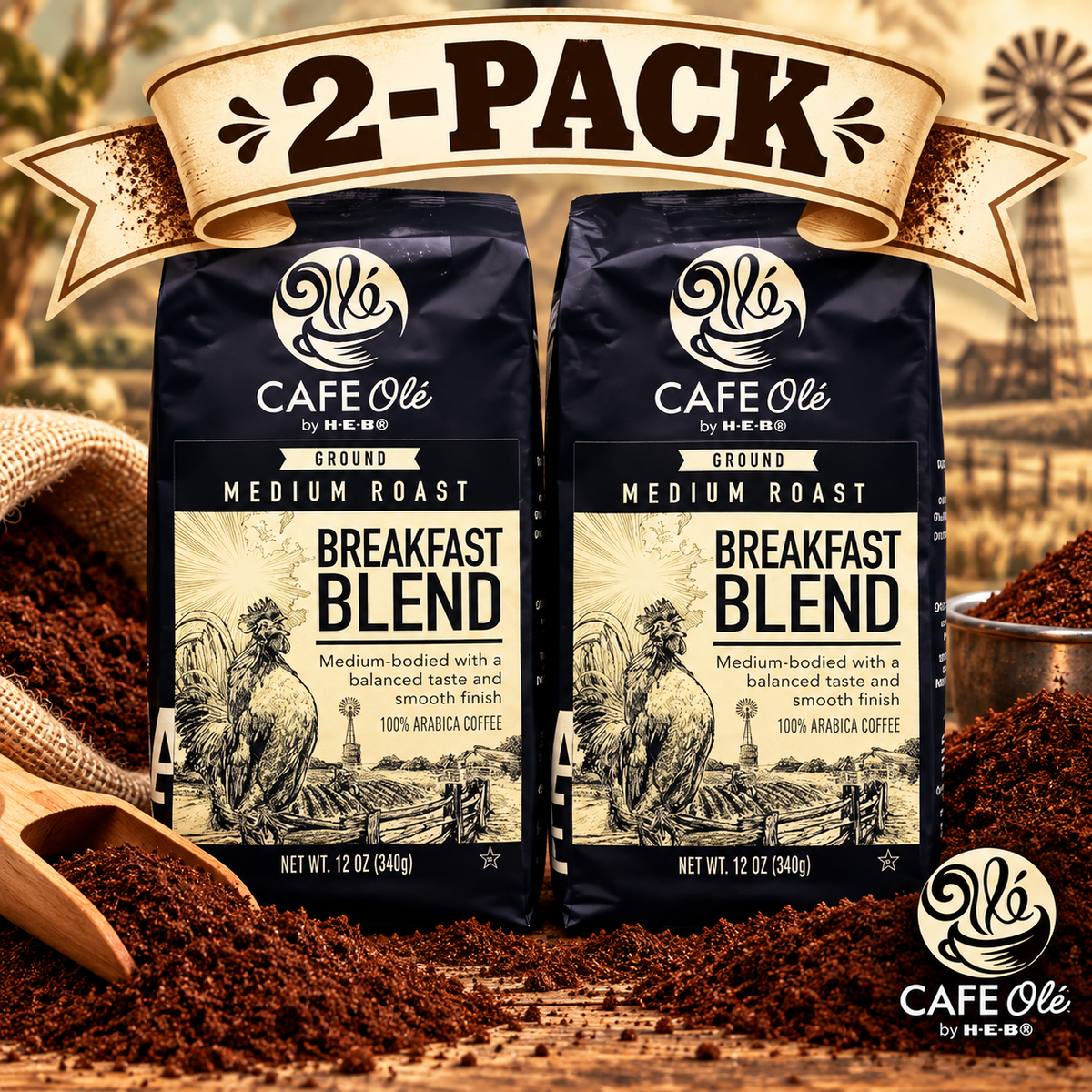 Café Olé Breakfast Blend ground coffee 12oz 2-pack bags