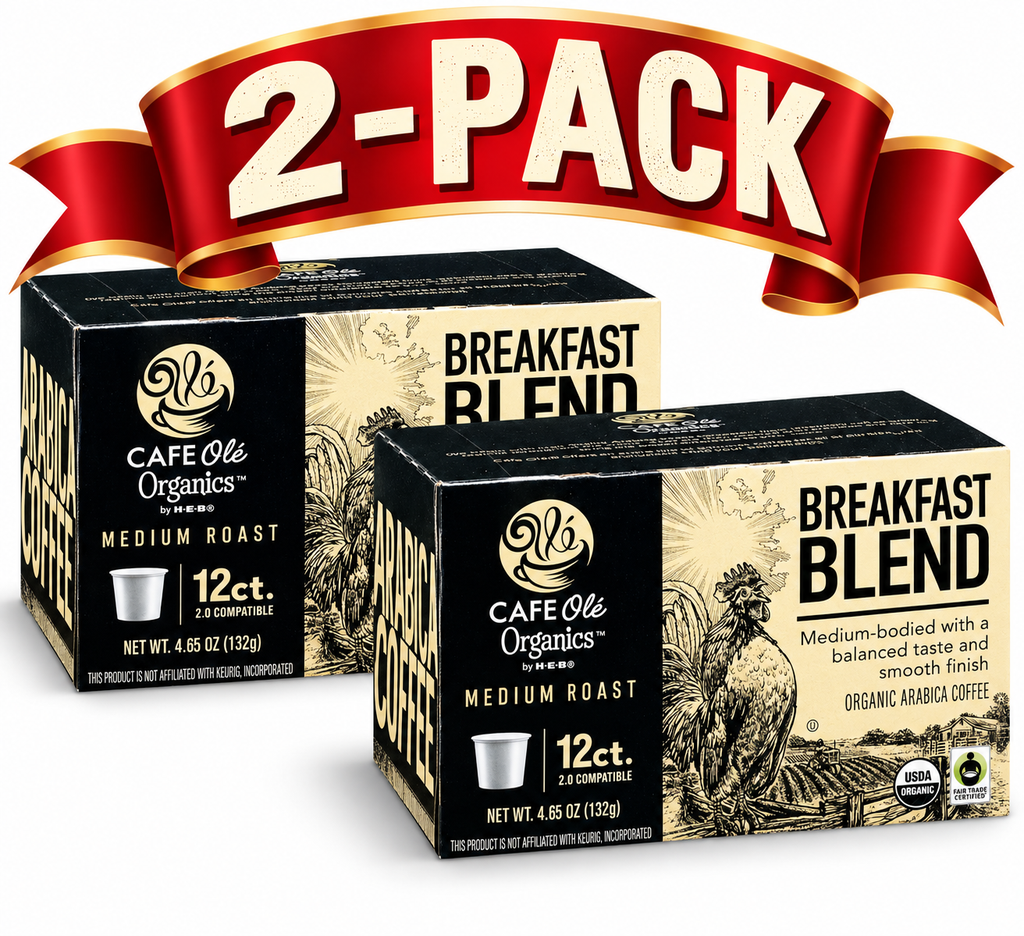 HEB Cafe Ole Organics Breakfast Blend K-Cups 12 ct - 2 Boxes