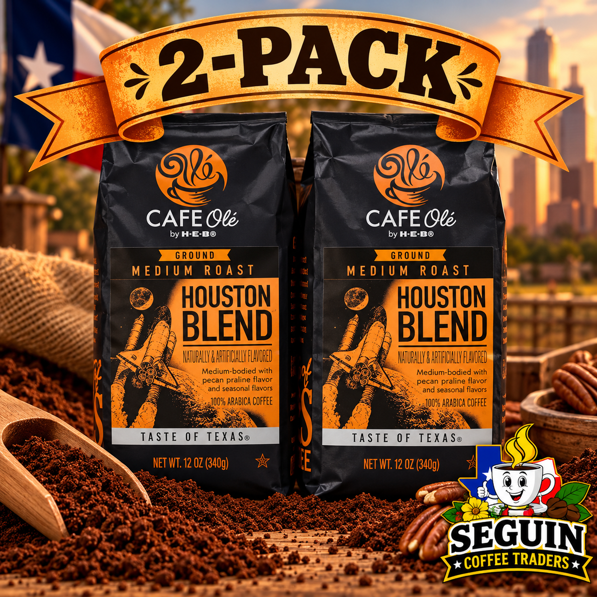 Café Olé Houston Blend ground coffee 12oz 2-pack bags