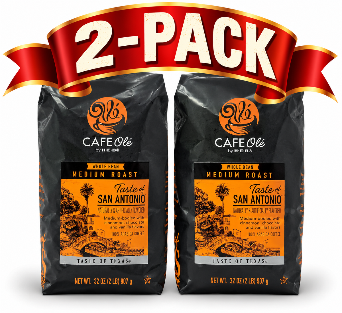 HEB Cafe Ole Taste of San Antonio Whole Bean Coffee 2lb - 2 Bags
