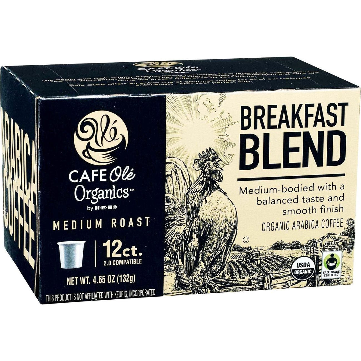 Cafe Ole Organics by H-E-B Breakfast Blend Medium Roast Single Serve Cups 12 ct