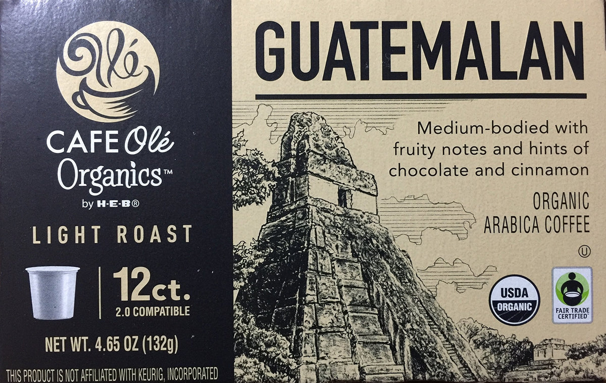 Cafe Ole Organics by H-E-B Guatemalan Light Roast Single Serve Cups 12 ct